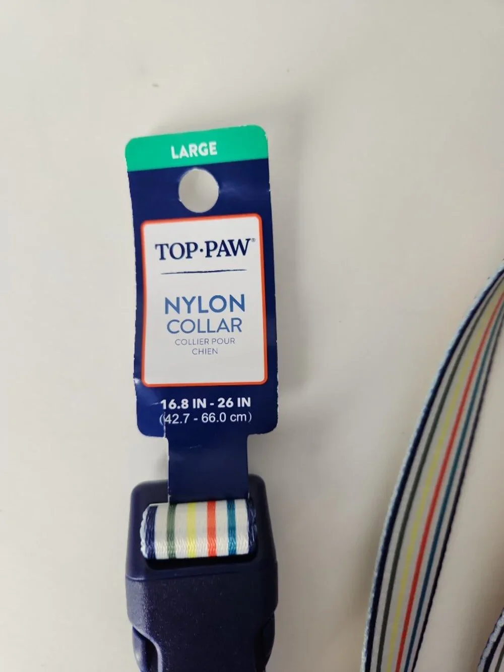 Nylon Dog Collar size Large and Matching Leash 4ft Rainbow Stripe Top Paw new